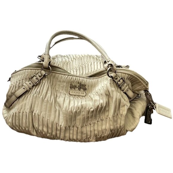 Coach 15947 Madison Sophia Gathered Leather Satchel Shoulder Bag White Bone Pink - Picture 1 of 16